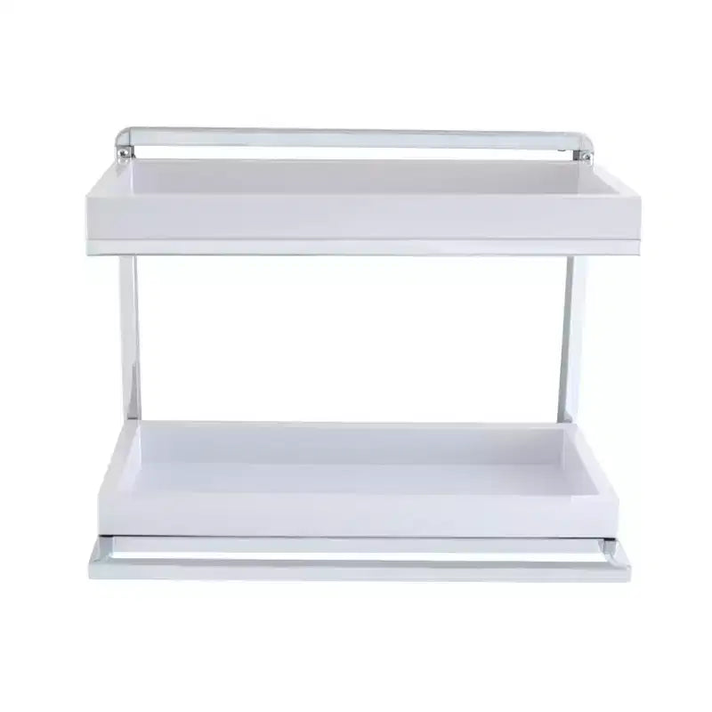 Mensola da parete a 2 livelli con portasciugamani e vassoi Cromo/Bianco - Organizer moderno per il bagno