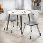Talori Tavolo e Sedia per Bambini con Scaffale Grigio/Bianco