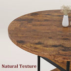 Tavolo da pranzo rotondo da 47" per 4-6 persone, tavolo da cucina moderno in legno con ripiani portaoggetti e gambe in metallo romano, solo tavolo, per sala da pranzo