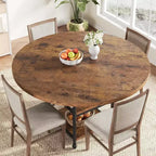 Tavolo da pranzo rotondo da 47" per 4-6 persone, tavolo da cucina moderno in legno con ripiani portaoggetti e gambe in metallo romano, solo tavolo, per sala da pranzo