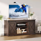 Farmhouse TV Stand and Entertainment Center for TV Up to 65 Inches w/Sliding Barn Doors and Adjustable Shelf, TV Media Storage Console Table