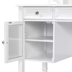 Toeletta Trucco con Grande Specchio Regolabile, Sgabello e Cassetti, Tavolo da Trucco Bianco, Tavolo da Toilette Multifunzionale e Scrivania per Computer