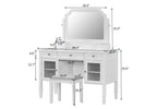Toeletta Trucco con Grande Specchio Regolabile, Sgabello e Cassetti, Tavolo da Trucco Bianco, Tavolo da Toilette Multifunzionale e Scrivania per Computer