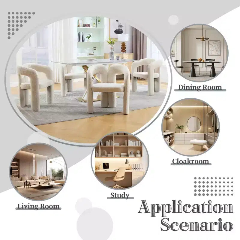 Sedia Accent Moderna in Morbida ciniglia - Schienale Aperto a Botte a 3 Gambe - Comodo Set da Pranzo da 2 (Beige)