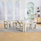 Sedia Accent Moderna in Morbida ciniglia - Schienale Aperto a Botte a 3 Gambe - Comodo Set da Pranzo da 2 (Beige)