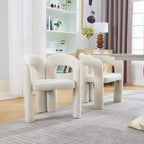 Sedia Accent Moderna in Morbida ciniglia - Schienale Aperto a Botte a 3 Gambe - Comodo Set da Pranzo da 2 (Beige)