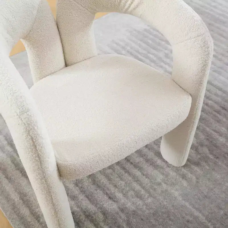 Sedia Accent Moderna in Morbida ciniglia - Schienale Aperto a Botte a 3 Gambe - Comodo Set da Pranzo da 2 (Beige)