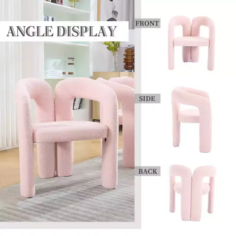 Sedia Accent Moderna in Morbida ciniglia - Schienale Aperto a Botte a 3 Gambe - Comodo Set da Pranzo da 2 (Beige)