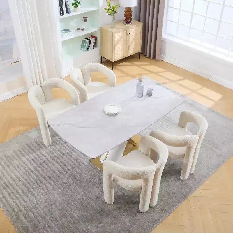 Sedia Accent Moderna in Morbida ciniglia - Schienale Aperto a Botte a 3 Gambe - Comodo Set da Pranzo da 2 (Beige)