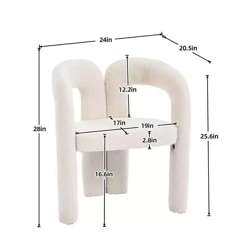 Sedia Accent Moderna in Morbida ciniglia - Schienale Aperto a Botte a 3 Gambe - Comodo Set da Pranzo da 2 (Beige)