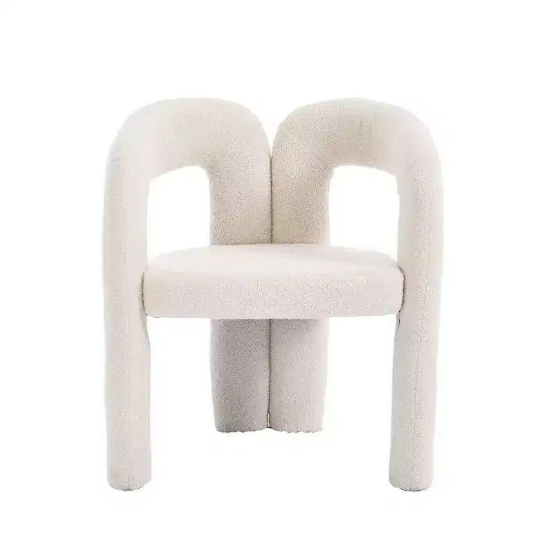 Sedia Accent Moderna in Morbida ciniglia - Schienale Aperto a Botte a 3 Gambe - Comodo Set da Pranzo da 2 (Beige)