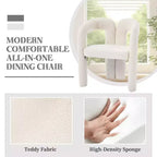 Sedia Accent Moderna in Morbida ciniglia - Schienale Aperto a Botte a 3 Gambe - Comodo Set da Pranzo da 2 (Beige)
