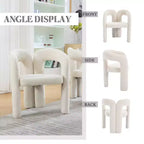 Sedia Accent Moderna in Morbida ciniglia - Schienale Aperto a Botte a 3 Gambe - Comodo Set da Pranzo da 2 (Beige)