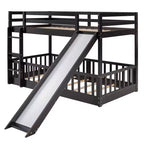 Letto a capanna in legno con letto estraibile e scaffali, bianco