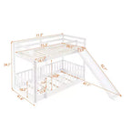Letto a capanna in legno con letto estraibile e scaffali, bianco