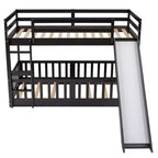 Letto a capanna in legno con letto estraibile e scaffali, bianco