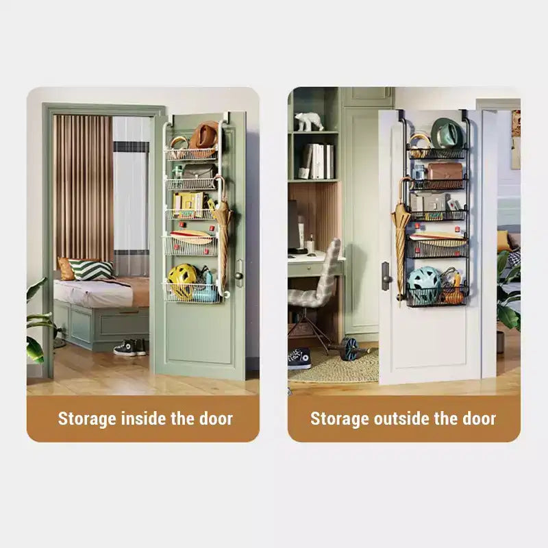 Organizer da dispensa da appendere alla porta, organizer e contenitore per dispensa, porta spezie da parete nero con cestelli regolabili