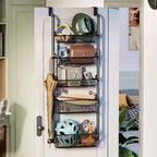 Organizer da dispensa da appendere alla porta, organizer e contenitore per dispensa, porta spezie da parete nero con cestelli regolabili