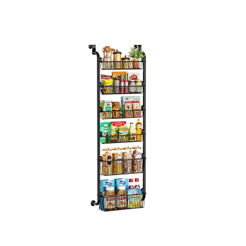 Organizer da dispensa da appendere alla porta, organizer e contenitore per dispensa, porta spezie da parete nero con cestelli regolabili
