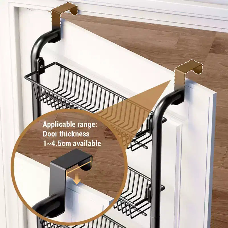 Organizer da dispensa da appendere alla porta, organizer e contenitore per dispensa, porta spezie da parete nero con cestelli regolabili