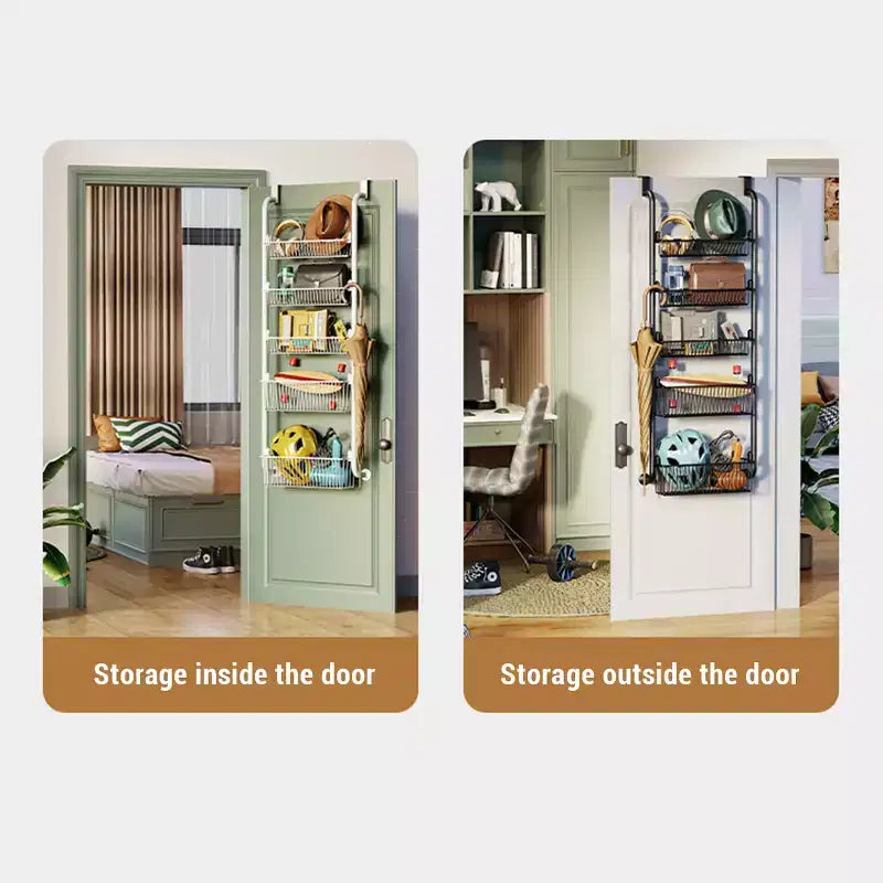 Organizer da dispensa da appendere alla porta, organizer e contenitore per dispensa, porta spezie da parete nero con cestelli regolabili