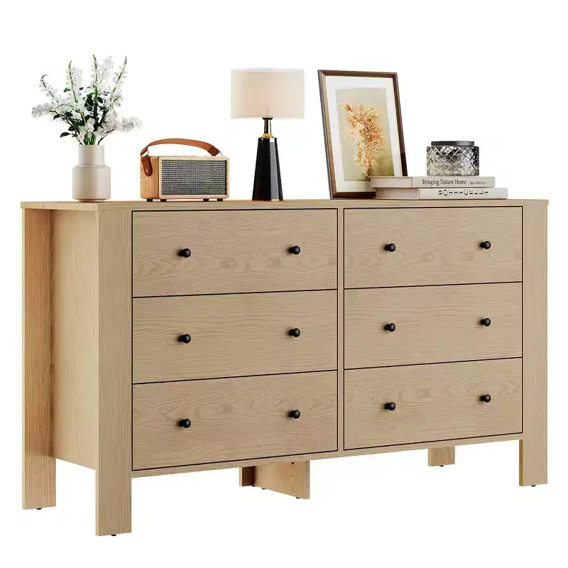 Comò per camera da letto, cassettiera grande a 6 cassetti con cassetti profondi e pomelli in metallo, cassettiere doppie moderne in legno per camera da letto dei bambini, ingresso