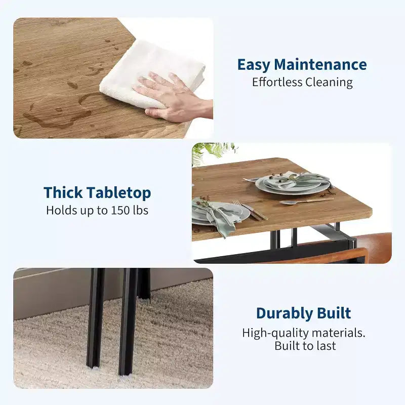 Set da pranzo da 5 pezzi con tavolo in legno e 4 sedie imbottite in PU, struttura in metallo industriale, set compatto per cucina e sala da pranzo