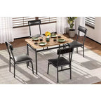 Set da pranzo da 5 pezzi con tavolo in legno e 4 sedie imbottite in PU, struttura in metallo industriale, set compatto per cucina e sala da pranzo