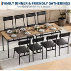 Set da pranzo da 5 pezzi con tavolo in legno e 4 sedie imbottite in PU, struttura in metallo industriale, set compatto per cucina e sala da pranzo