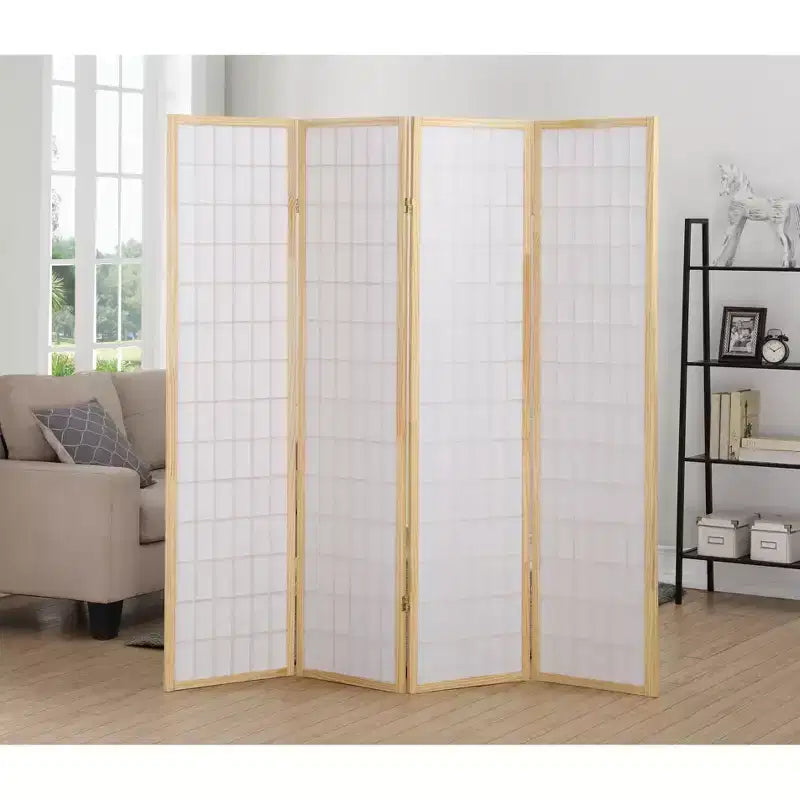 Separatore per ambienti a 4 pannelli, privacy per ufficio domestico, carta di legno naturale