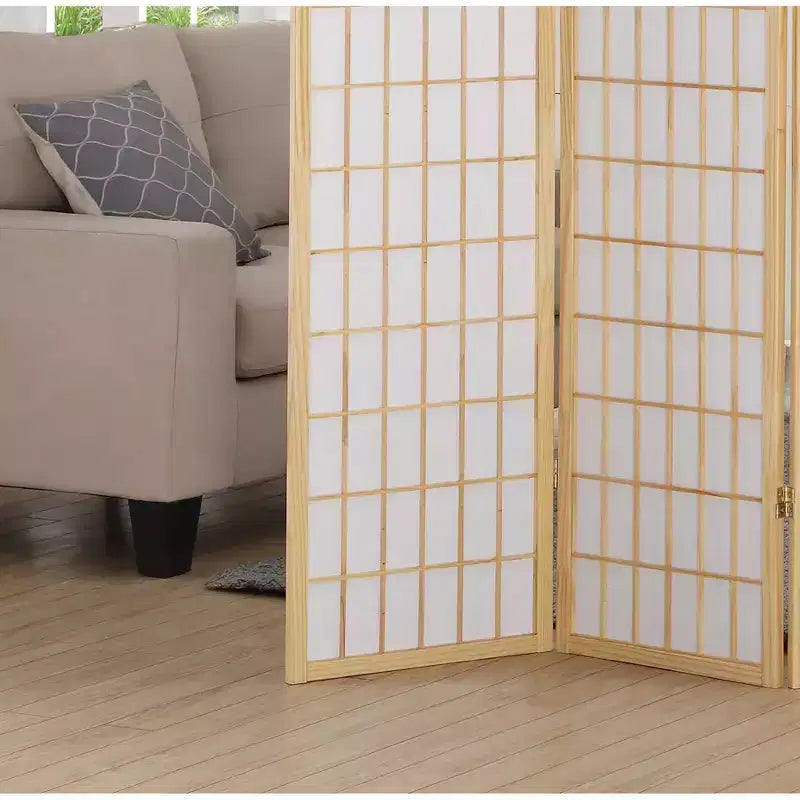 Separatore per ambienti a 4 pannelli, privacy per ufficio domestico, carta di legno naturale