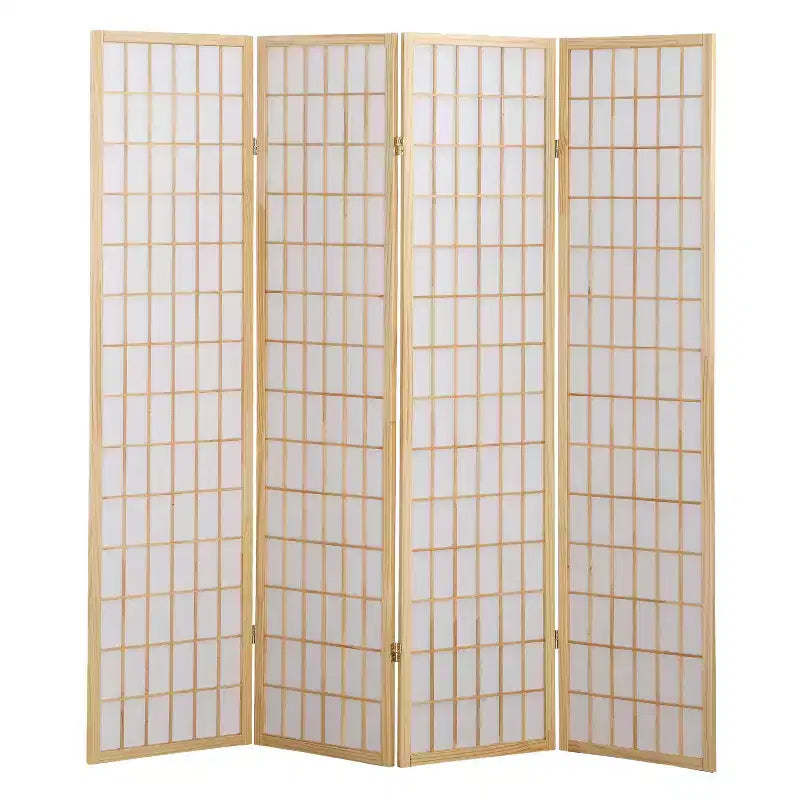 Separatore per ambienti a 4 pannelli, privacy per ufficio domestico, carta di legno naturale