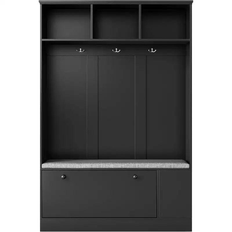Panca Appendiabiti Moderna, Combo 3 Ganci e Scarpiera, Soluzione 5-in-1 per l'Ingresso con Comodo Cuscino per l'Organizzazione Domestica