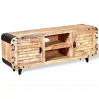 Mobile TV Artigianale in Legno di Mango Grezzo, 120x30x50 cm, con Ampio Spazio di Archiviazione e Distintiva Venatura del Legno, Ideale per Diversi Ambienti