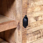 Mobile TV Artigianale in Legno di Mango Grezzo, 120x30x50 cm, con Ampio Spazio di Archiviazione e Distintiva Venatura del Legno, Ideale per Diversi Ambienti