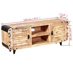 Mobile TV Artigianale in Legno di Mango Grezzo, 120x30x50 cm, con Ampio Spazio di Archiviazione e Distintiva Venatura del Legno, Ideale per Diversi Ambienti