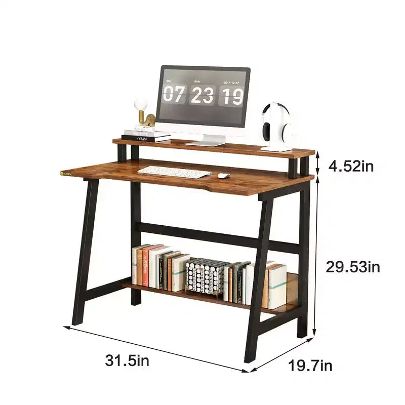 Scrivania in Legno per Computer - Design Moderno Minimalista, Postazione di Studio e Lavoro Integrata, Struttura Salvaspazio, Ideale per Ufficio Domestico e Studio