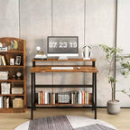 Scrivania in Legno per Computer - Design Moderno Minimalista, Postazione di Studio e Lavoro Integrata, Struttura Salvaspazio, Ideale per Ufficio Domestico e Studio