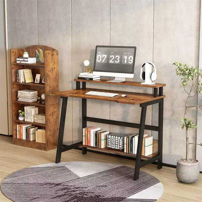 Scrivania in Legno per Computer - Design Moderno Minimalista, Postazione di Studio e Lavoro Integrata, Struttura Salvaspazio, Ideale per Ufficio Domestico e Studio