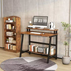 Scrivania in Legno per Computer - Design Moderno Minimalista, Postazione di Studio e Lavoro Integrata, Struttura Salvaspazio, Ideale per Ufficio Domestico e Studio