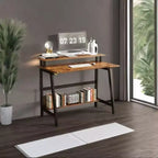 Scrivania in Legno per Computer - Design Moderno Minimalista, Postazione di Studio e Lavoro Integrata, Struttura Salvaspazio, Ideale per Ufficio Domestico e Studio