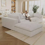 118.2 Divano Blue Cloud con Pouf, Tessuto a Coste con Seduta Profonda, Design a Doppio Strato, Cuscino Rimovibile, Nessun Montaggio Richiesto