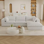 118.2 Divano Blue Cloud con Pouf, Tessuto a Coste con Seduta Profonda, Design a Doppio Strato, Cuscino Rimovibile, Nessun Montaggio Richiesto
