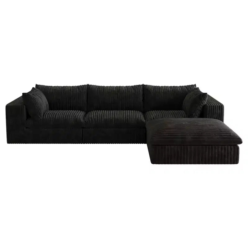 118.2 Divano Blue Cloud con Pouf, Tessuto a Coste con Seduta Profonda, Design a Doppio Strato, Cuscino Rimovibile, Nessun Montaggio Richiesto