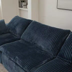 118.2 Divano Blue Cloud con Pouf, Tessuto a Coste con Seduta Profonda, Design a Doppio Strato, Cuscino Rimovibile, Nessun Montaggio Richiesto