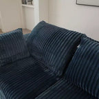 118.2 Divano Blue Cloud con Pouf, Tessuto a Coste con Seduta Profonda, Design a Doppio Strato, Cuscino Rimovibile, Nessun Montaggio Richiesto