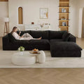 118.2 Divano Blue Cloud con Pouf, Tessuto a Coste con Seduta Profonda, Design a Doppio Strato, Cuscino Rimovibile, Nessun Montaggio Richiesto