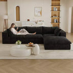 118.2 Divano Blue Cloud con Pouf, Tessuto a Coste con Seduta Profonda, Design a Doppio Strato, Cuscino Rimovibile, Nessun Montaggio Richiesto
