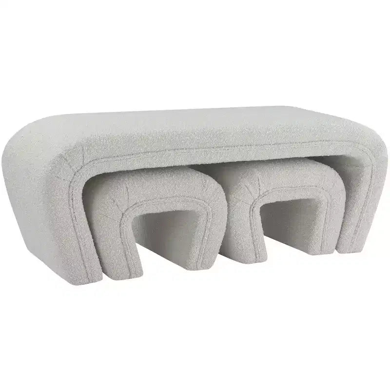 Panca Odelia in tessuto bouclé