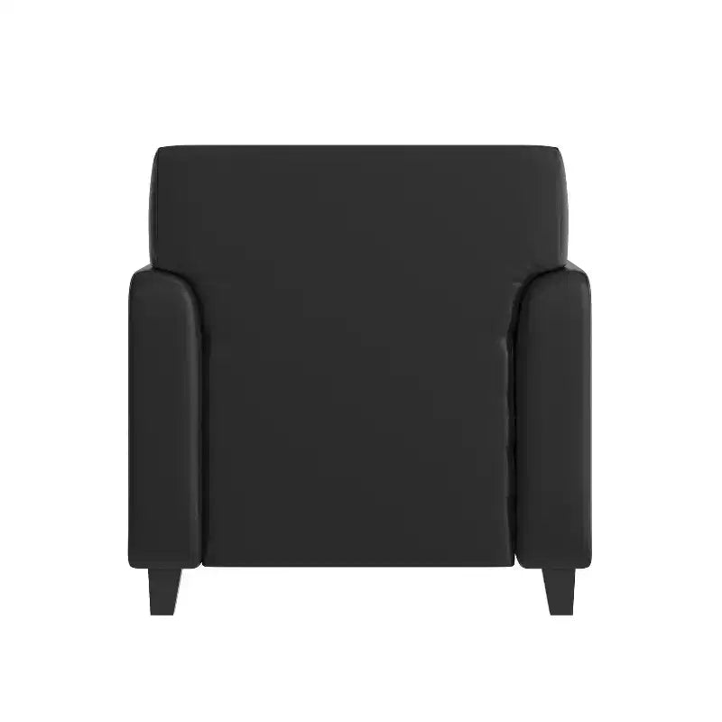 Poltrona da ricevimento Agent in LeatherSoft Nera con Pannello di Ricarica sul Lato Destro, Include 2 Prese di Corrente, 2 Porte USB, 1 Porta USB-C, Gambe in Legno Massello